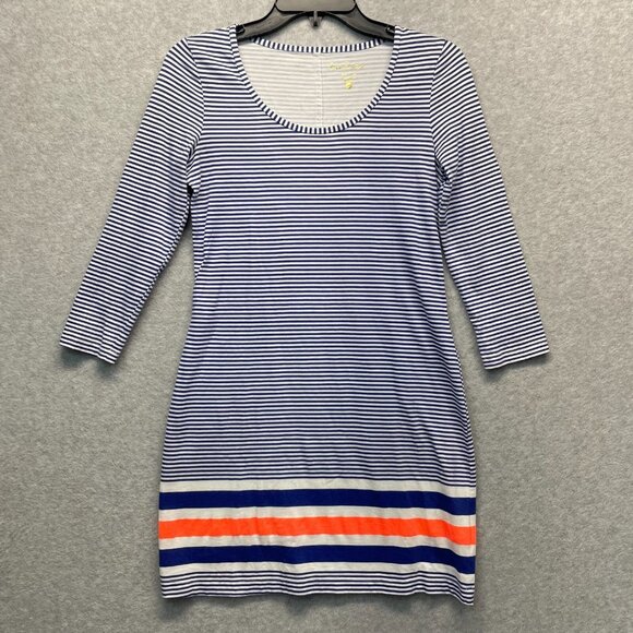 Lilly Pulitzer Beacon Dress Womens‎ XS Blue Orange Striped Nautical Beach - Picture 1 of 13